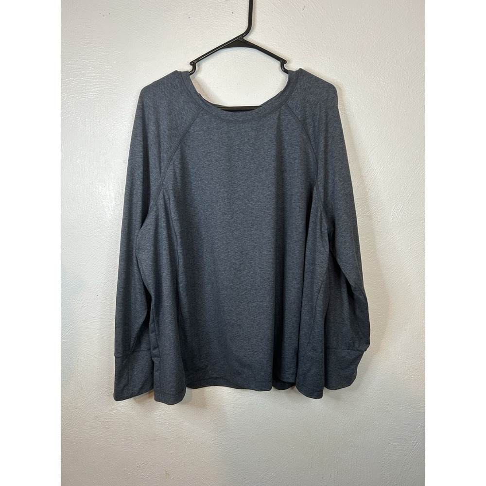 J. Jill Fit Supreme Stretch Long-Sleeve Tee 3X Charcoal Heather Gray Athleisure